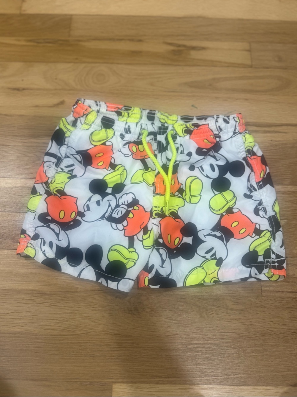 MC2 Saint Barth Kids Mickey Mouse Neon Orange & Yellow Swim Trunks